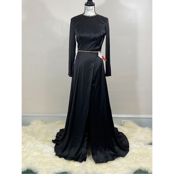 Mac Duggal Long Sleeve Satin Gown size 4 - Picture 5 of 14